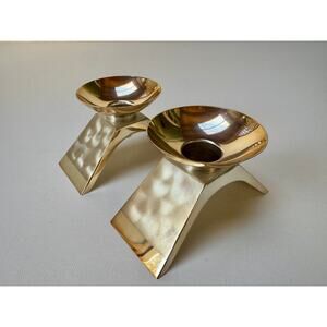 Vintage WMF Ikora Brass Candleholders – Sculptural Mid-Century Pair (Germany)
